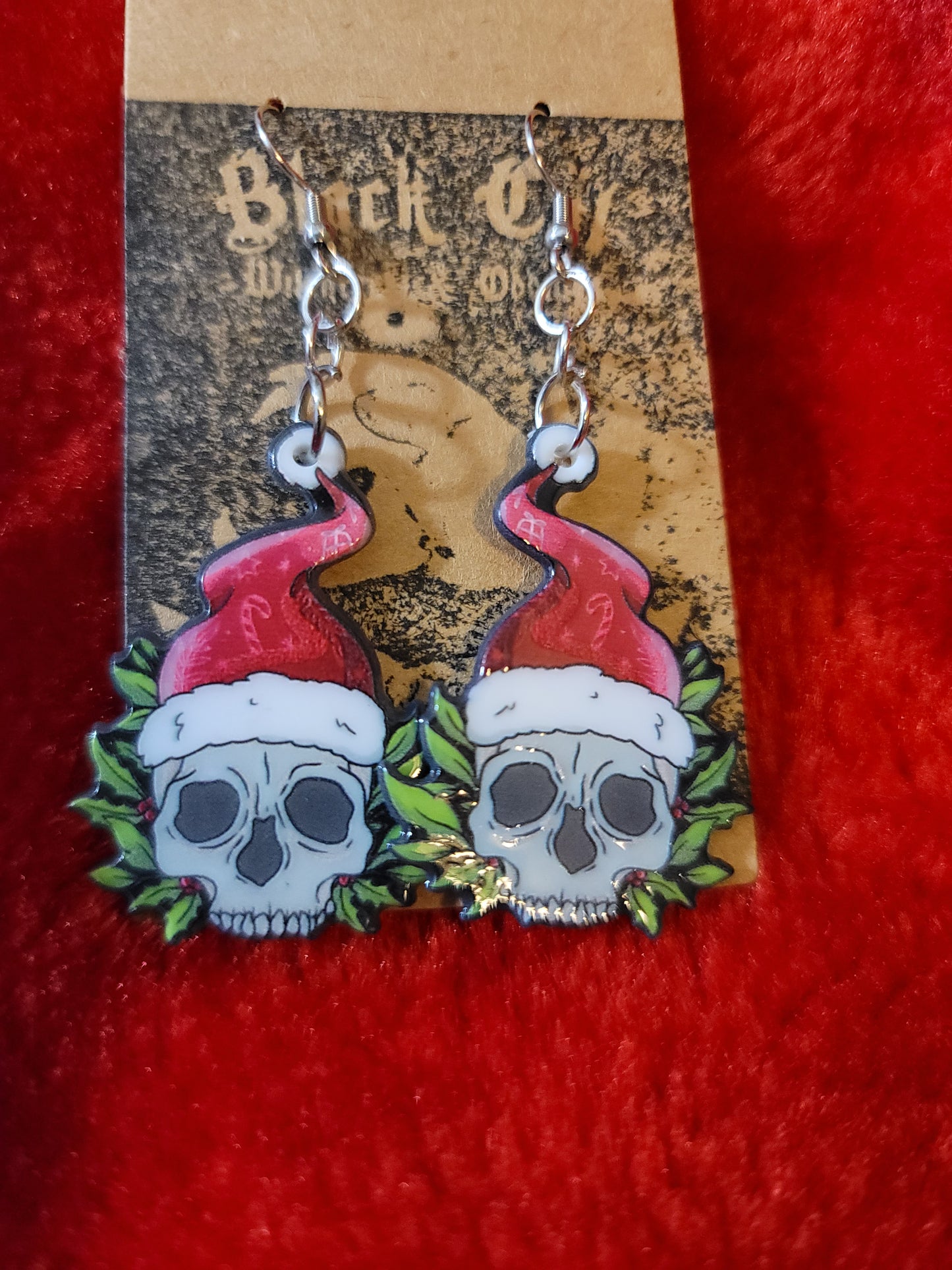 Santa Skull acrylic earrings