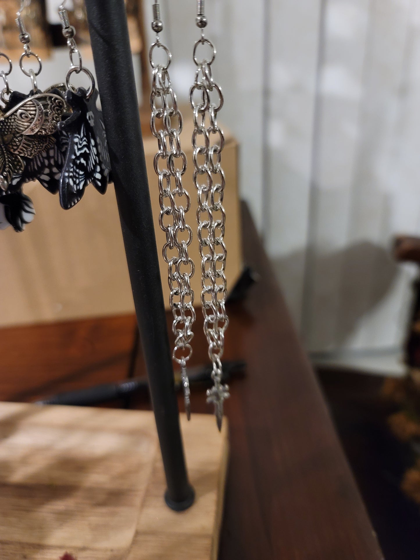 Long chain Sword earrings
