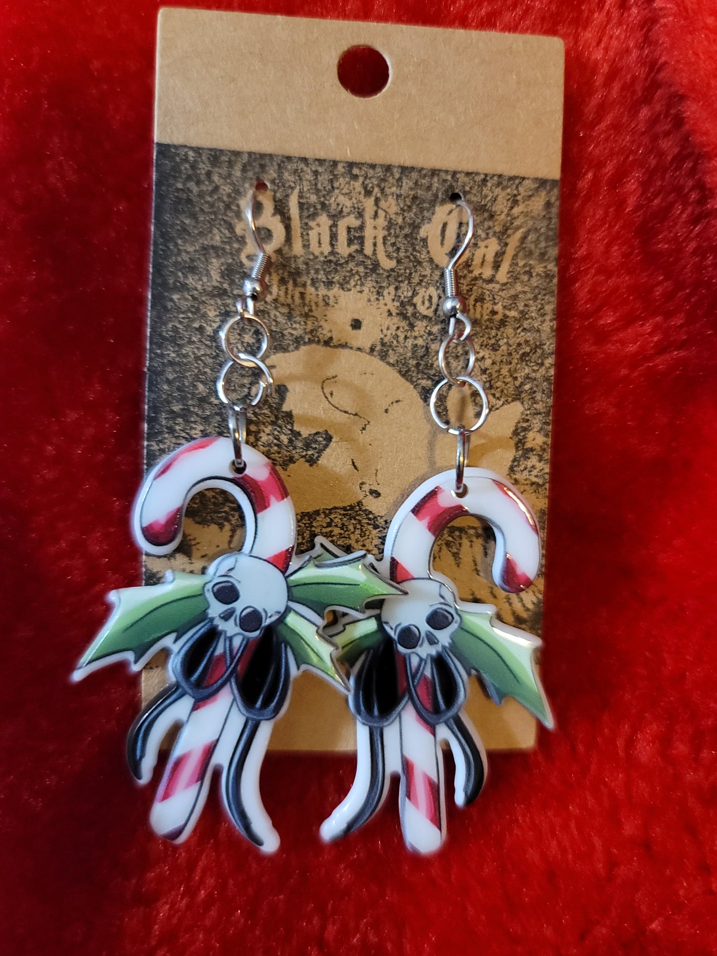 Goth Candy Cane Acrylic earrings